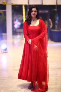 Telugu Actress Sunaina in a red salwar dress
