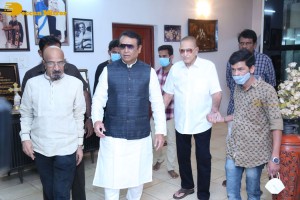 Telugu Superstar Krishna Birthday celebrations attended by his step son Naresh and fans