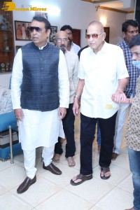 Telugu Superstar Krishna Birthday celebrations attended by his step son Naresh and fans