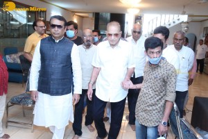Telugu Superstar Krishna Birthday celebrations attended by his step son Naresh and fans