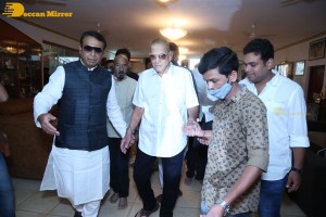 Telugu Superstar Krishna Birthday celebrations attended by his step son Naresh and fans