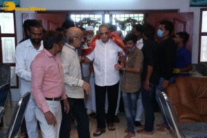 Telugu Superstar Krishna Birthday celebrations attended by his step son Naresh and fans