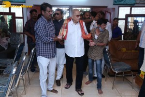 Telugu Superstar Krishna Birthday celebrations attended by his step son Naresh and fans