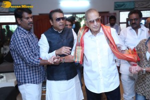 Telugu Superstar Krishna Birthday celebrations attended by his step son Naresh and fans