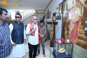 Telugu Superstar Krishna Birthday celebrations attended by his step son Naresh and fans