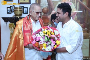Telugu Superstar Krishna Birthday celebrations attended by his step son Naresh and fans
