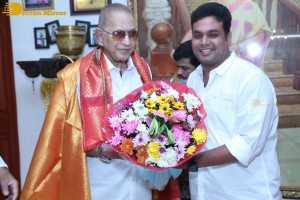 Telugu Superstar Krishna Birthday celebrations attended by his step son Naresh and fans