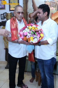 Telugu Superstar Krishna Birthday celebrations attended by his step son Naresh and fans