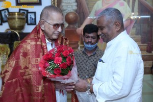 Telugu Superstar Krishna Birthday celebrations attended by his step son Naresh and fans