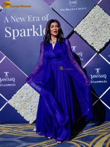 former miss universe and actress sushmita sen pretty in a blue dress