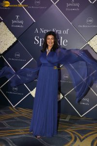 former miss universe and actress sushmita sen pretty in a blue dress