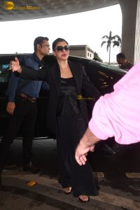 actress Sushmita Sen gorgeous in a black dress at airport