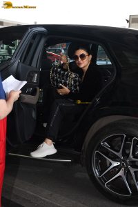 former miss universe and bollywood actress Sushmita Sen gorgeous in a black attire at airport