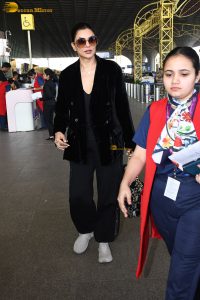 former miss universe and bollywood actress Sushmita Sen gorgeous in a black attire at airport