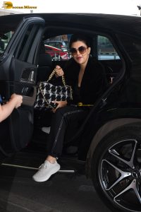 former miss universe and bollywood actress Sushmita Sen gorgeous in a black attire at airport