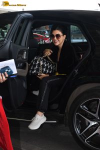 former miss universe and bollywood actress Sushmita Sen gorgeous in a black attire at airport
