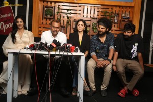 Swag success celebration attended by Sree Vishnu, Ritu Varma, and Daksha Nagarkar