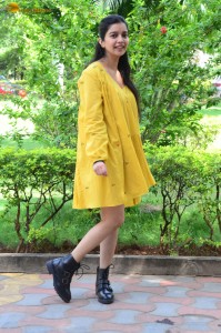 telugu actress Swathi Reddy stunning hot looks in a yellow mini dress