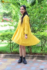 telugu actress Swathi Reddy stunning hot looks in a yellow mini dress