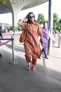 actress tabu spotted at the airport in a colorful attire