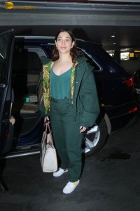 actress tamannaah bhatia dressed in green at the airport