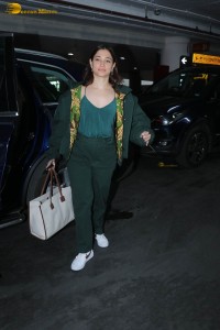 actress tamannaah bhatia dressed in green at the airport