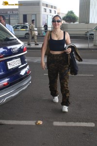 actress Tamannaah Bhatia hot in a sleeveless black top spotted at airport