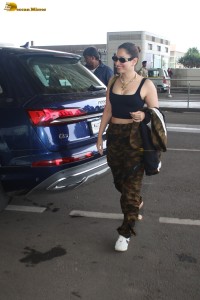 actress Tamannaah Bhatia hot in a sleeveless black top spotted at airport