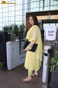 actress Tamannaah Bhatia pretty in a light yellow salwar dress