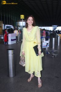 actress Tamannaah Bhatia pretty in a light yellow salwar dress