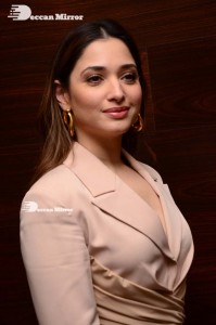 Tamannaah Bhatia in a light pink pant suit dress