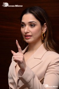 Tamannaah Bhatia in a light pink pant suit dress