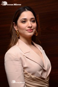 Tamannaah Bhatia in a light pink pant suit dress