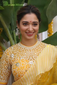 Tamannaah Bhatia in a yellow saree