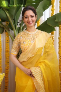 Tamannaah Bhatia in a yellow saree