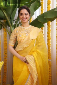 Tamannaah Bhatia in a yellow saree