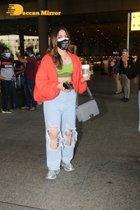 Actress Tamannaah Bhatia at Mumbai Airport on January 27, 2022