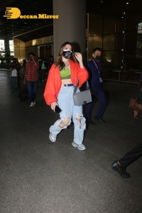 Actress Tamannaah Bhatia at Mumbai Airport on January 27, 2022
