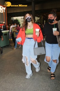 Actress Tamannaah Bhatia at Mumbai Airport on January 27, 2022