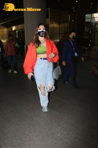 Actress Tamannaah Bhatia at Mumbai Airport on January 27, 2022