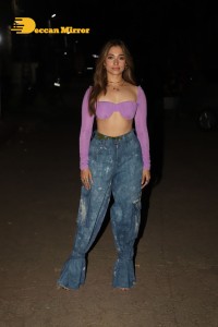 Tamannaah Bhatia in a pink top while visiting Andheri in Mumbai
