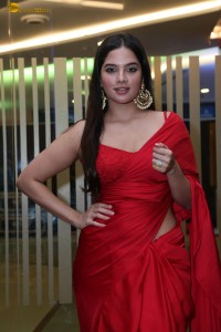 actress tanya hope sexy looks in a red saree