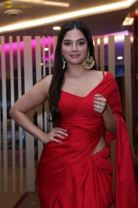actress tanya hope sexy looks in a red saree