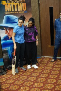 Indian Star Cricketer Mithali Raj and Actress Taapsee Pannu play a friendly cricket match
