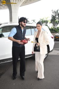 actress Tara Sutaria spotted in a white jacket at mumbai airport