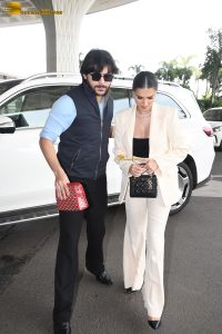 actress Tara Sutaria spotted in a white jacket at mumbai airport