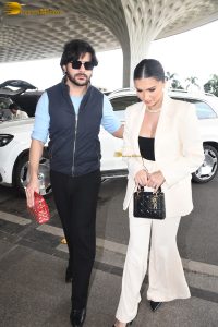 actress Tara Sutaria spotted in a white jacket at mumbai airport