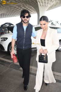 actress Tara Sutaria spotted in a white jacket at mumbai airport