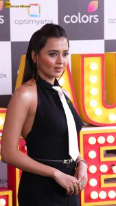 actress Tejasswi Prakash in a sleeveless top