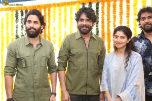 Thandel movie launch attended by Naga Chaitanya, Sai Pallavi, Nagarjuna, Venkatesh, and Allu Aravind